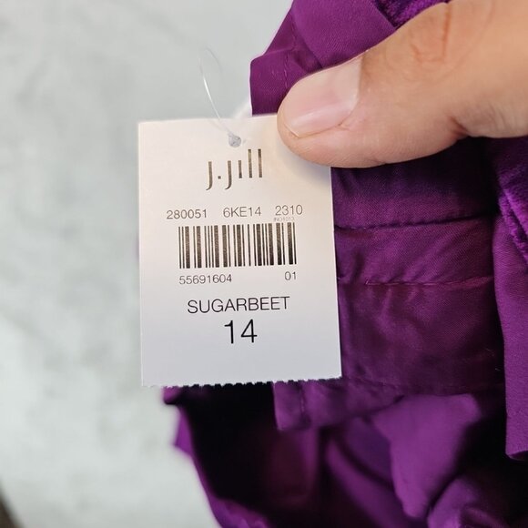 J. Jill Velvet Pants Womens Size 14 Purple Slim Fit Ankle Skinny Stretch NWT - Picture 4 of 13